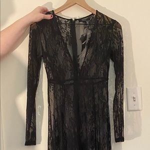 See through lace floor length dress. Size S
